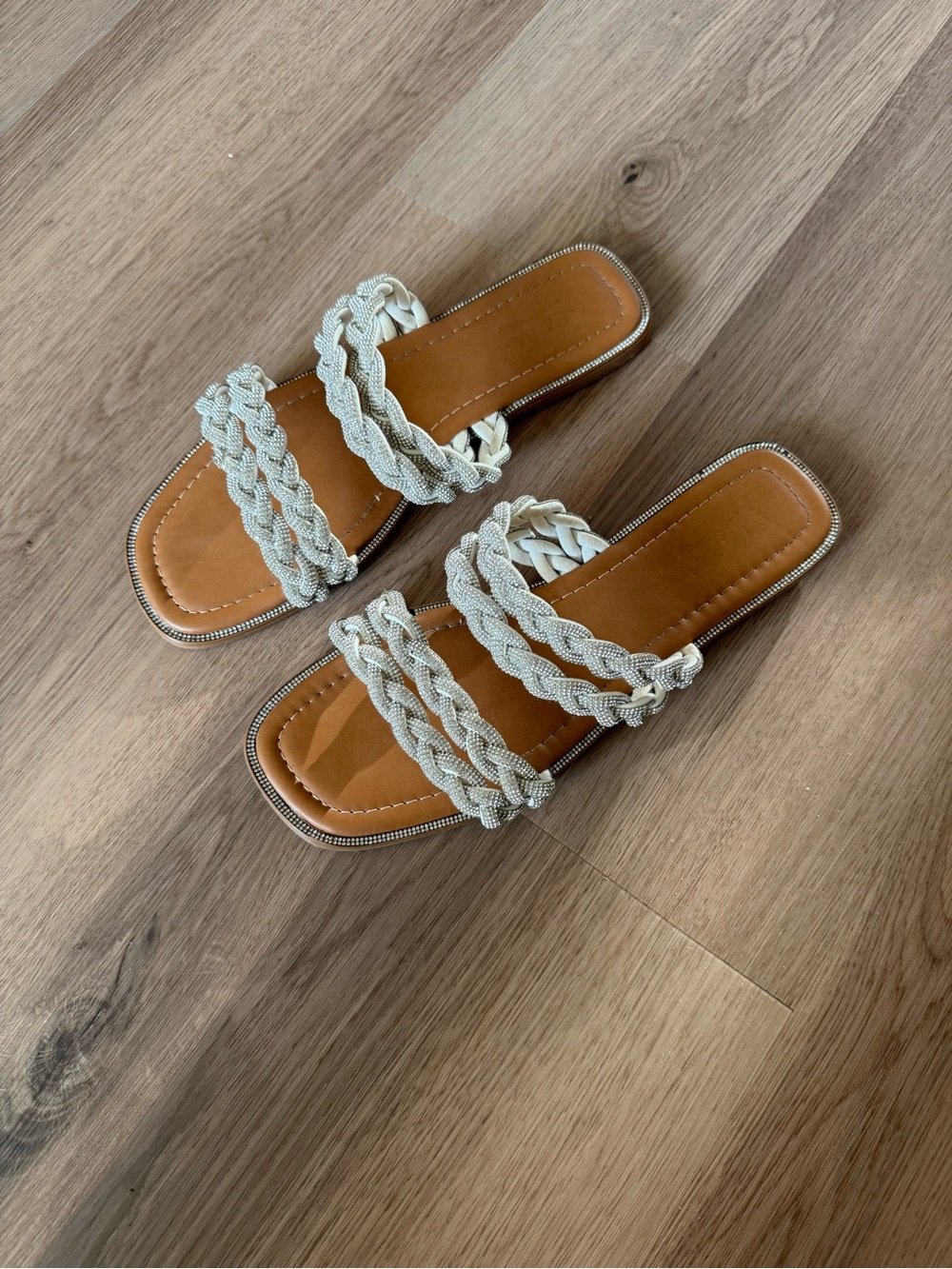 Braided Double-Strap Sparkly Sandles